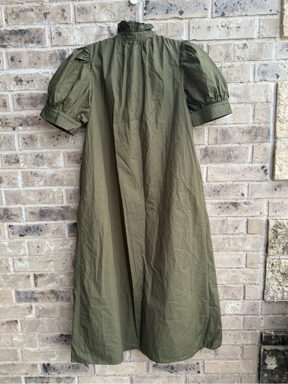 Tuckernuck Hyacinth House Olive Green Ruffle Collar Louisa Maxi Dress Size Large - Picture 8 of 13